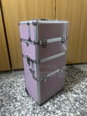 Professional 2-in-1 Rolling Makeup Train Case Pink Aluminum – Unused