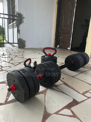 Free Skipping Rope With 50kg Rubber Dumbbell and Barbell Set