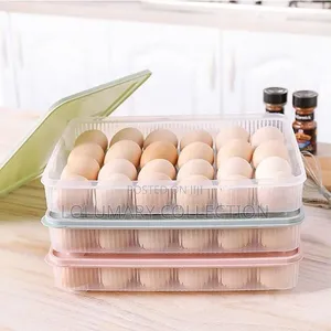 30-Hole Egg Storage Tray With Lid Stackable Refrigerator Egg Holder