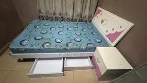 Foreign Used Single Bed Frame With Mattress Bedside Cabinet