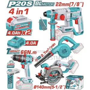 Total Cordless 4pcs Combo Kit – 20v Professional Power Tool Set
