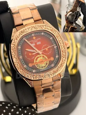 Patek Philippe Stainless Steel, Transparent Back, Chain Watch,