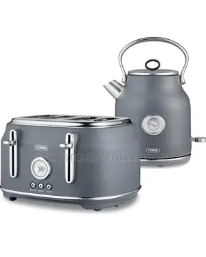 Tower Renaissance Kettle 4-Slice Toaster Twin Pack - Grey