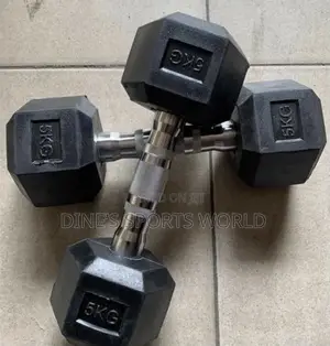 Pair of 5kg Hex Dumbbell