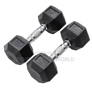 Pair of 9kg Hex Dumbbell