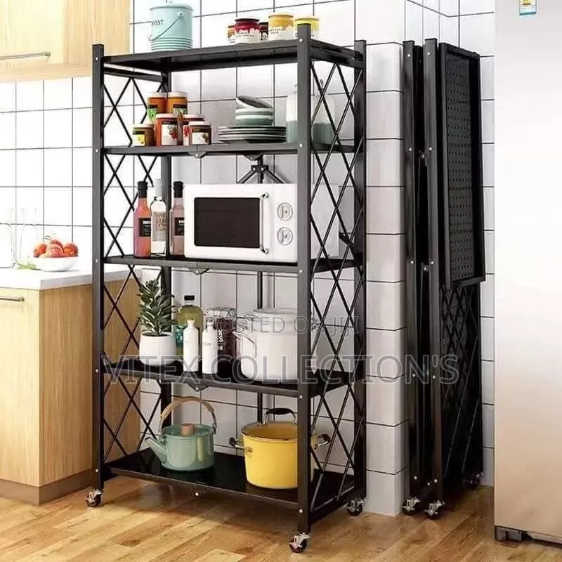 5layer Foldable Storage Rack With Wheel
