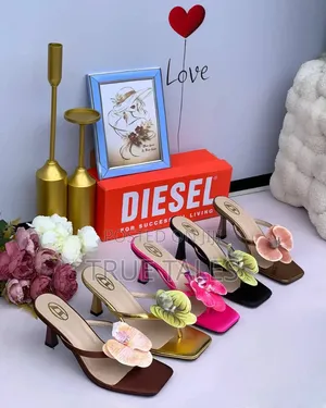 Flower Embellished Ladies Moderate Heels Slippers Sizes 37 to 43 #Iys