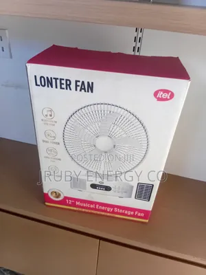 Itel 12 Inches Rechargeable Solar Fan With Panel