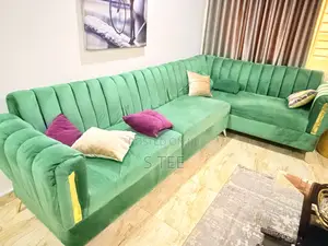 Two (2) Stylish Sitting Room Sofas With Three (3) Stools