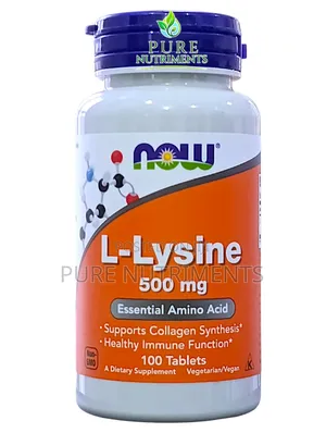 Now L-Lysine 500mg 100 Tablets Supports Collagen Synthesis Immunity
