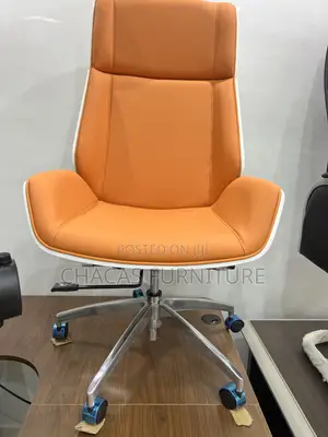 Luxury Orange Leather Executive Office Chair - Brand New Desk Seat