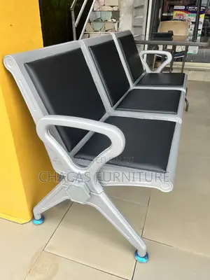 Heavy-Duty 3-Seater Padded Waiting Chair - Black Chrome