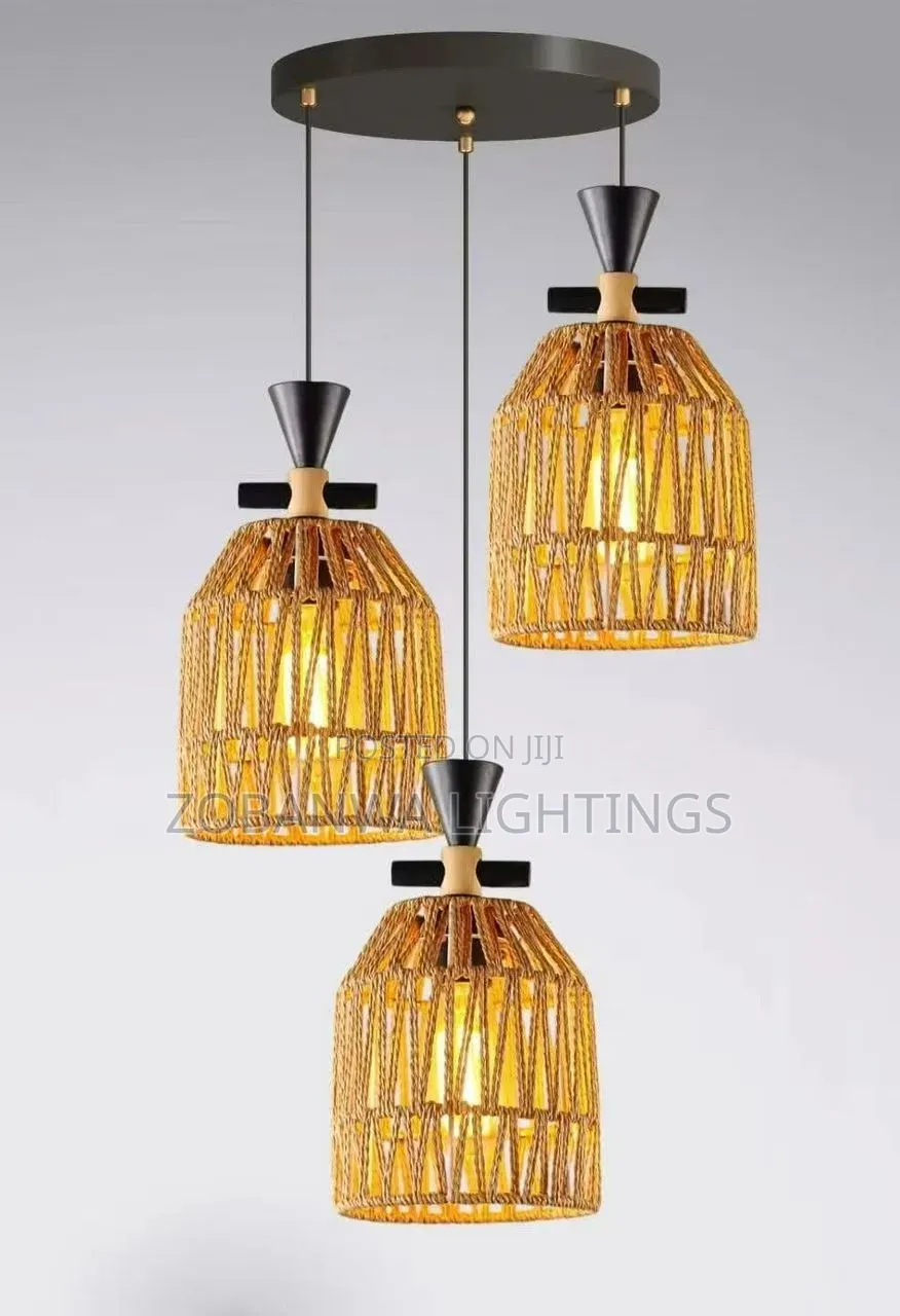Retro Vine Pendant Light 3-Lights Rattan Light