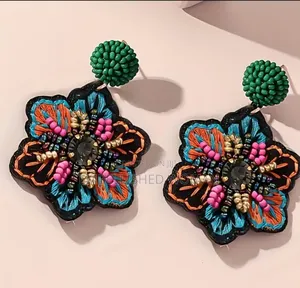 Embroidered Beaded Flower Earing