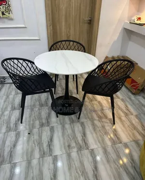 Modern Round Marble-Top Cafe Dining Table Only – Space-Saving