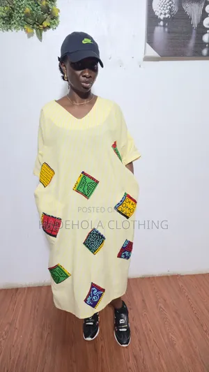 Stripped Boubou With Ankara Patches