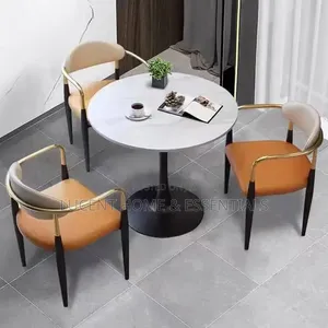 Modern Round Cafe Table – Sleek White Top Black Pedestal Base