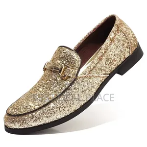 Cosidram Men Gold Glitter Loafers | Luxury Tuxedo Dress Shoes From Uk