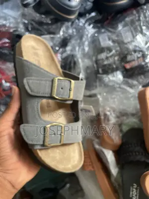Brand New Grey Birkenstock-Style 2-Strap Slides - Unisex Size 40-45