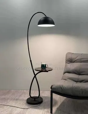 Modern Arc Floor Lamp With Built-in Side Table