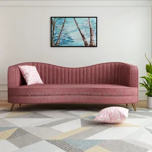 Dusty Rose Velvet Loveseat With Curved Back Gold Legs