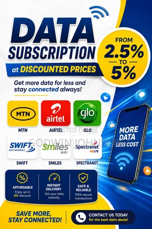 Data Subcriptions ( Swift, Spectranet, Smiles, Mtn , Airtel Glo)