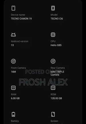 Tecno Camon 19 128 GB Gray