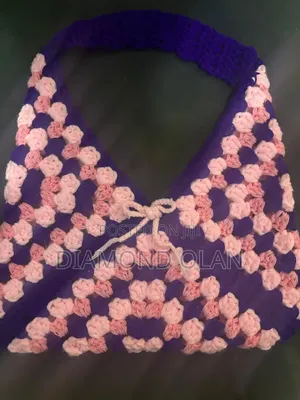 Handmade Granny Square Crochet Tote Bag - Purple Pink - Made to Order