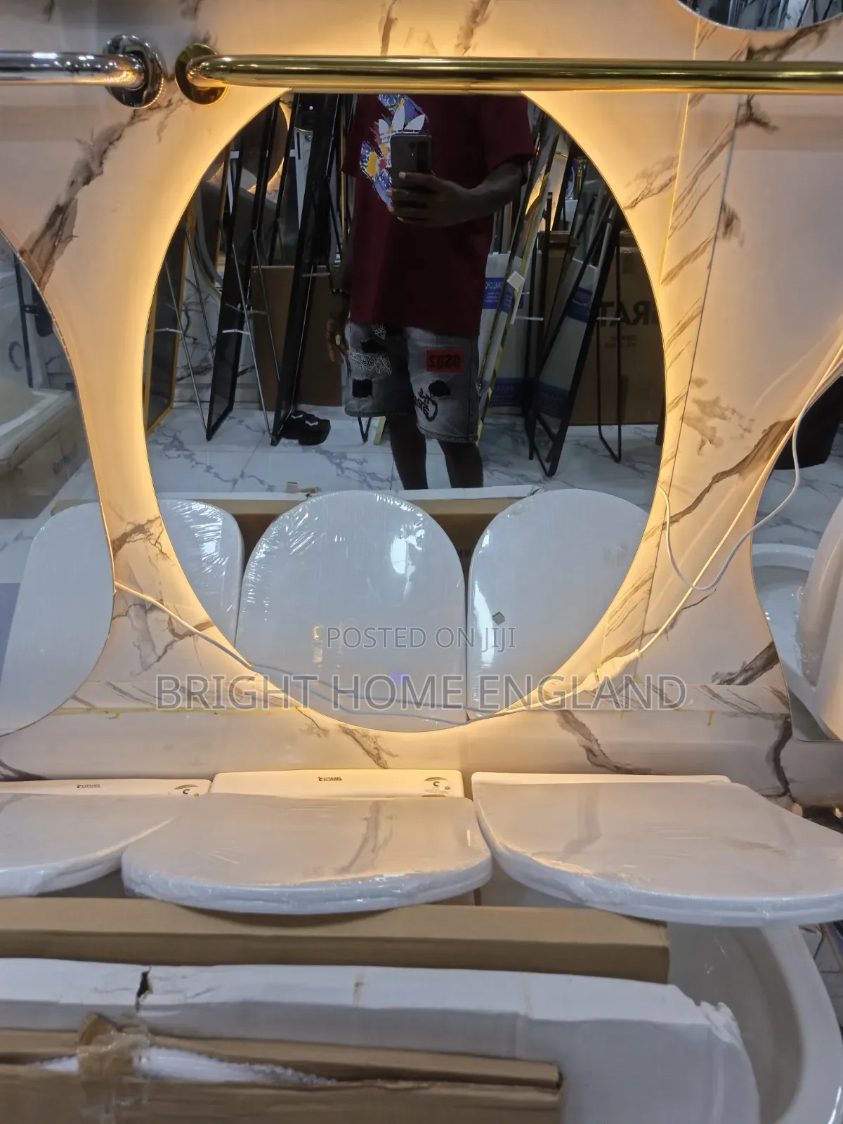 This Red Mirror Come With Lights Three Lights