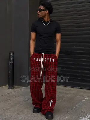 Red and Black Plaid Baggy Streetwear Pants