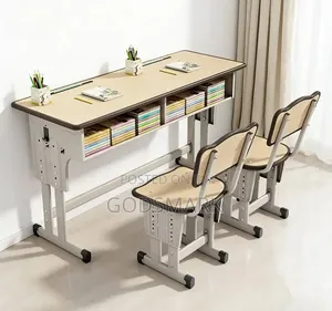 Double School Desk and Chairs