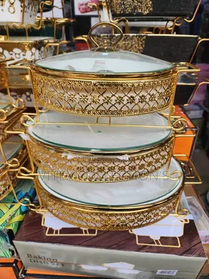 Unique Gold Plated 3pcs Ceramic Chafing Dish Set