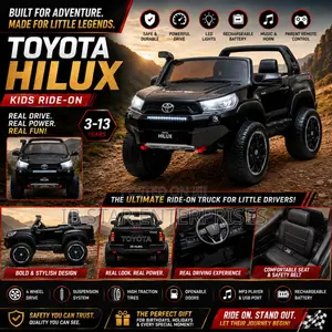 Get Luxury Black Toyota Hilux Kids Ride-on Rechargeable Toy Car