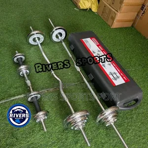 4in1 55kg Adjustable Chrome Dumbbell and Barbell Set With Z Bar, Box
