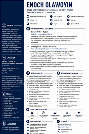 Advertising Marketing CV