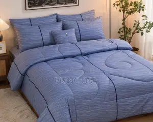 Navy Blue White Luxury Bedding Set