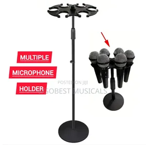 6-Way Multi-Microphone Stand With Adjustable Heavy-Duty Round Base