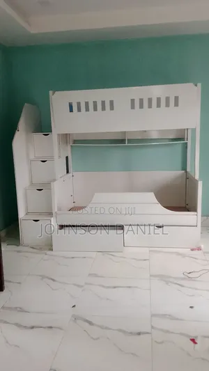 Modern White Loft Bed With Study Desk, Storage Drawers Stairs