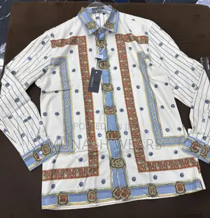 Versace Couture Cream and Blue Shirt M-5xl Available