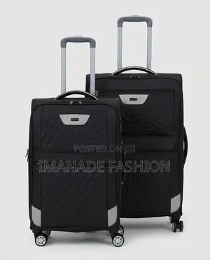 Leather Polo Soft Shell Trolley Luggage Set – Black (2 Piece)