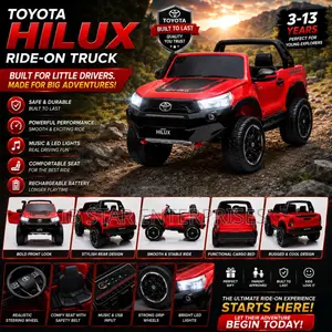 Ultimate Red Color Ride-on Truck Toyota Hilux Rechargeable Kid's Car