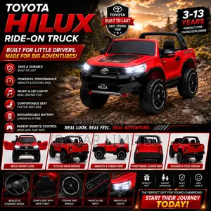 Premium Comfort, Rugged Style Red Color Toyota Hilux Car for Children