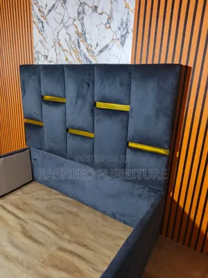 Luxury 4.5x6 Velvet Bed Frame With Gold Finish | Brand New