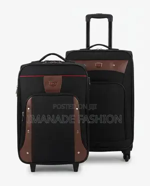 Polyester Trolley Luggage Set – Black Brown (2 Piece)