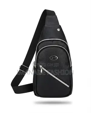 Faux Leather Sling Chest Bag – Black
