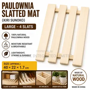 Paulownia Wood Slated Matt 40 X 22 X 1.7 Cm (1pc)