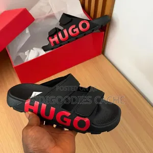 Men's Black Double Strap Slides Size 39-45