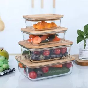 4in1 Lock Fresh Food Containers With Wooden Lid