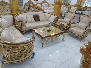 Modern 8 Seater Living Room Living Fabric Made Royal Sofa Chair.
