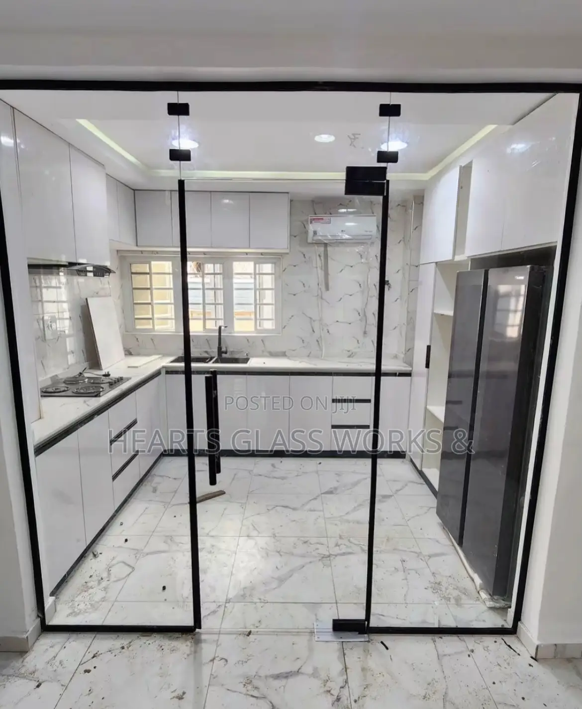 Kitchen Glass Partition With Swing Door